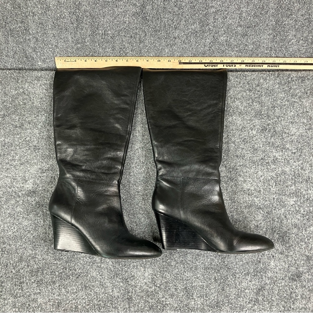 Banana Republic Black Leather Wedge Boots size 10